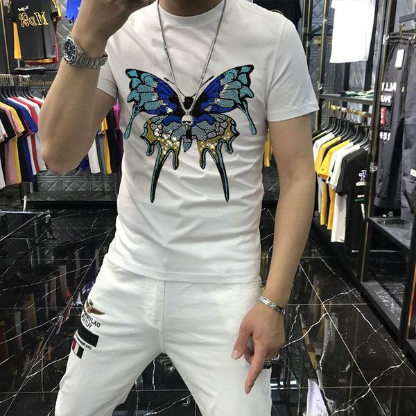 men's t-shirts european fashion o-neck t-shirt pure cotton personality butterfly diamond short sleeve, White;black
men's t-shirts european fashion o-neck t-shirt pure cotton personality butterfly diamond short sleeve, White;black