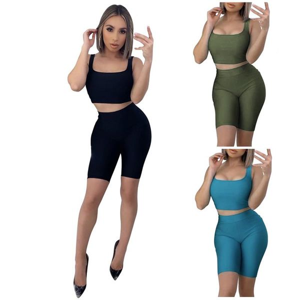 women's tracksuits solid two pieces shorts set women sleeveless and high waist suits sportswear matching, Gray
women's tracksuits solid two pieces shorts set women sleeveless and high waist suits sportswear matching, Gray