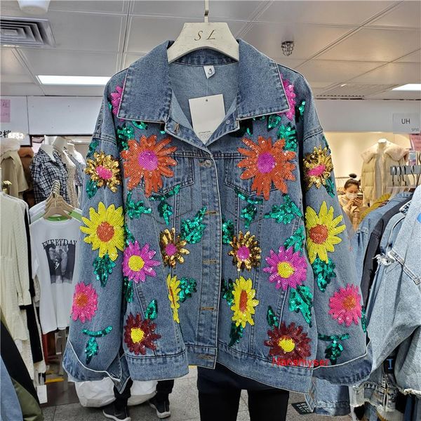 women's jackets heavy work sequin flowers loose autumn harajuku denim jacket women vintage blue jeans casual jaqueta feminina, Black;brown
women's jackets heavy work sequin flowers loose autumn harajuku denim jacket women vintage blue jeans casual jaqueta feminina, Black;brown