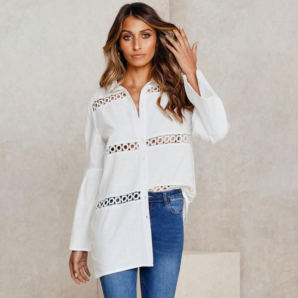 women's blouses & shirts fashion solid colors women casual long sleeve v-neck hollow out office ladies style loose blusas femininas#35, White
women's blouses & shirts fashion solid colors women casual long sleeve v-neck hollow out office ladies style loose blusas femininas#35, White
