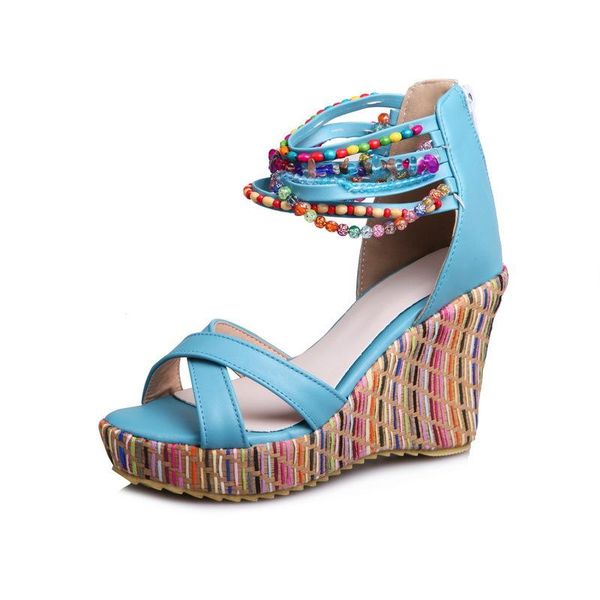 ankle strap cover heel high platform wedges heels women sandals mixed colors summer fashion shoes, Black
ankle strap cover heel high platform wedges heels women sandals mixed colors summer fashion shoes, Black