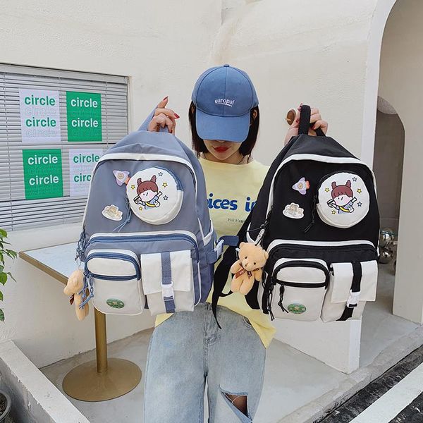school bags kawaii small fresh color matching women's bag 2021 summer large-capacity backpack nylon waterproof travel
school bags kawaii small fresh color matching women's bag 2021 summer large-capacity backpack nylon waterproof travel