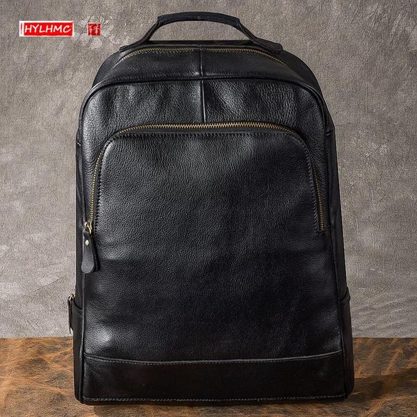 backpack classic soft black leather men's backpacks business 15.6 inch lapbag large capacity men travel male school bags
backpack classic soft black leather men's backpacks business 15.6 inch lapbag large capacity men travel male school bags