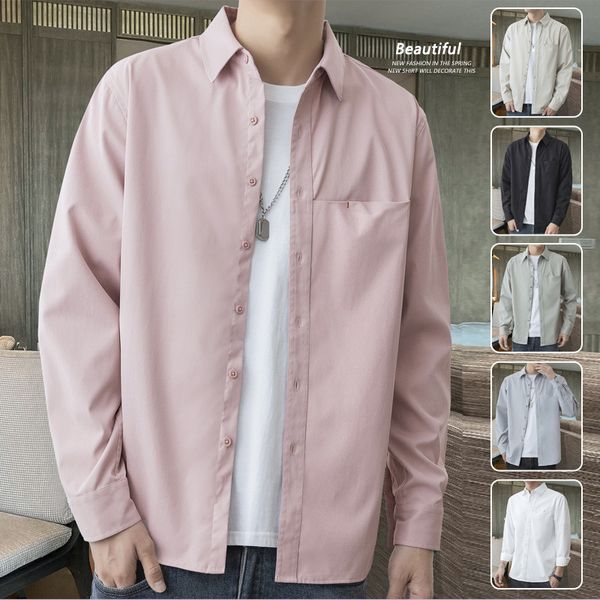 long men's sleeve shirt spring 2021 new leisure lining clothing korean fashion and autumn coat, White;black
long men's sleeve shirt spring 2021 new leisure lining clothing korean fashion and autumn coat, White;black