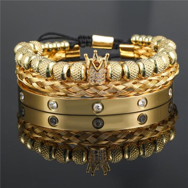 charm bracelets open stainless steel bangle men women bracelet jewelry 3pcs/set cz crown charms braiding macrame beads gift pulseira, Golden;silver
charm bracelets open stainless steel bangle men women bracelet jewelry 3pcs/set cz crown charms braiding macrame beads gift pulseira, Golden;silver