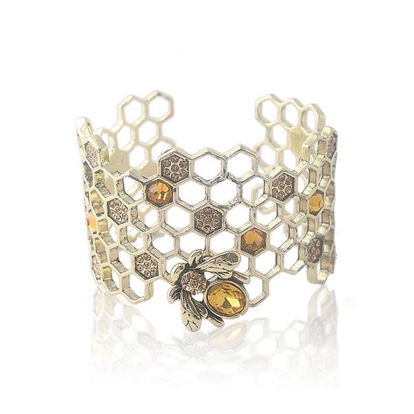 bangle fashion bee open bracelet creative hollow honeycomb alloy geometric charm ladies dress accessories jewelry gifts, Black
bangle fashion bee open bracelet creative hollow honeycomb alloy geometric charm ladies dress accessories jewelry gifts, Black