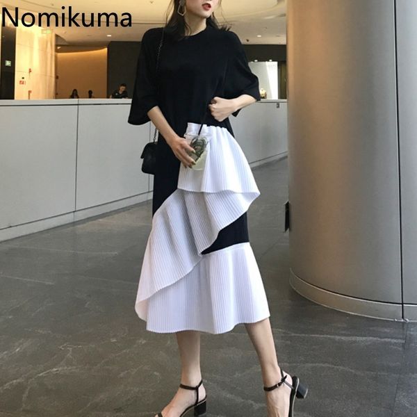 nomikuma ruffle contrast color patchwork dress women o neck short sleeve casual fashion dresses lady korean style vestido 3a720 210514, Black;gray
nomikuma ruffle contrast color patchwork dress women o neck short sleeve casual fashion dresses lady korean style vestido 3a720 210514, Black;gray