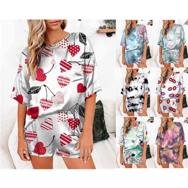 sleepwear solid color silk like printing pajamas for spring and summer 2021 short sleeve shorts irregular two piece suit, Black;red
sleepwear solid color silk like printing pajamas for spring and summer 2021 short sleeve shorts irregular two piece suit, Black;red