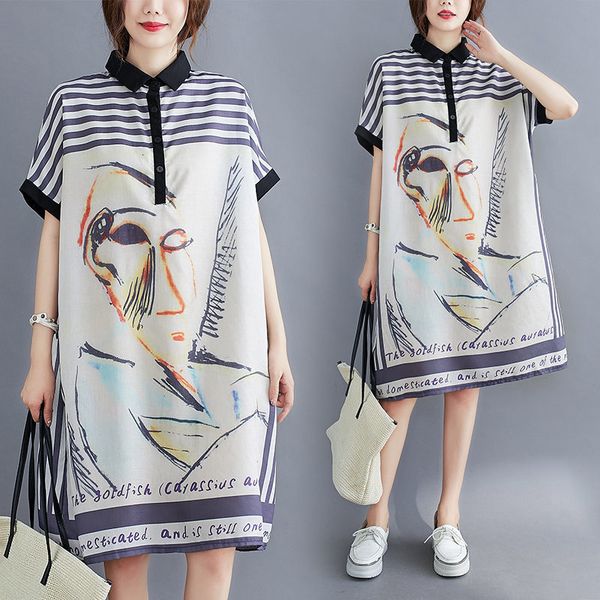 mode short sleeve print dressed see women's clothes big size loose shirt casual midi dress k848 1ph3, Black;gray
mode short sleeve print dressed see women's clothes big size loose shirt casual midi dress k848 1ph3, Black;gray