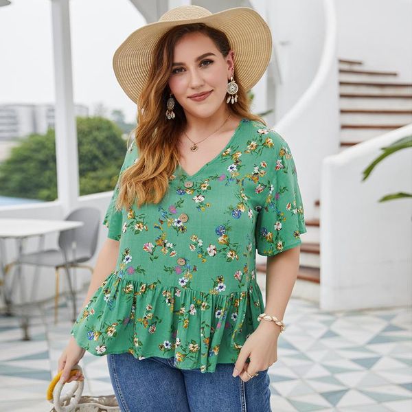 female v neck floral print ruffle blouse women 2021 summer short sleeve boho blouses and plus size tunic xq352 women's & shirts, White
female v neck floral print ruffle blouse women 2021 summer short sleeve boho blouses and plus size tunic xq352 women's & shirts, White