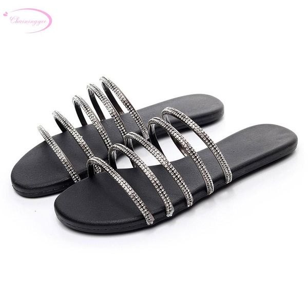 chainingyee party comfortable summer slippers rhinestone decoration narrow band grey white red gold flat with women's shoes, Black
chainingyee party comfortable summer slippers rhinestone decoration narrow band grey white red gold flat with women's shoes, Black