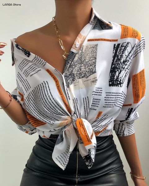 autumn spring women slim 2021 casual long sleeve spaper print button design lantern shirt chic women's blouses & shirts, White
autumn spring women slim 2021 casual long sleeve spaper print button design lantern shirt chic women's blouses & shirts, White