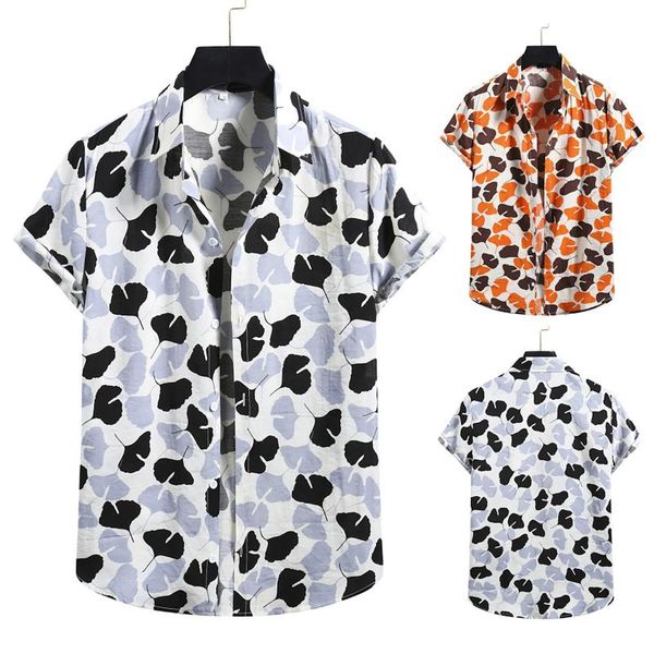 est 2021 men's short sleeve fashion cotton linen print button shirt blouse male casual beach shirts, White;black
est 2021 men's short sleeve fashion cotton linen print button shirt blouse male casual beach shirts, White;black