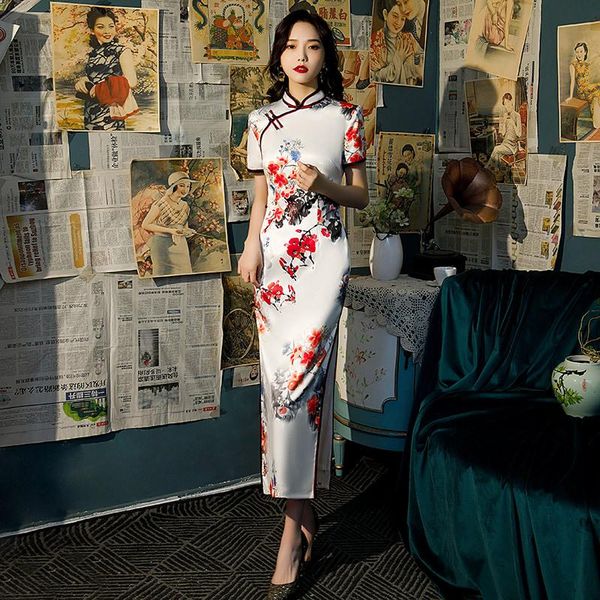 printed rayon satin cheongsam traditional chinese ladies' qipao silm short sleeve novelty long dress ethnic clothing, Red
printed rayon satin cheongsam traditional chinese ladies' qipao silm short sleeve novelty long dress ethnic clothing, Red