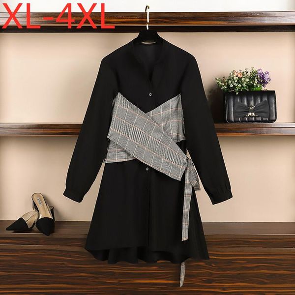 plus size dresses 2021 autumn for women fake two piece plaid patchwork lace up long sleeves oversized dress xl 2xl 3xl 4xl, Black
plus size dresses 2021 autumn for women fake two piece plaid patchwork lace up long sleeves oversized dress xl 2xl 3xl 4xl, Black