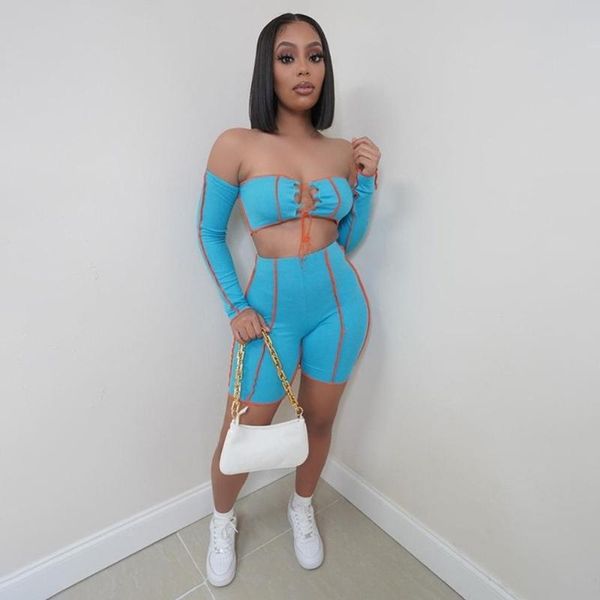 women's tracksuits off shoulder biker shorts matching sets women patchwork bandage backless 2 piece outfits street style summer set, Gray
women's tracksuits off shoulder biker shorts matching sets women patchwork bandage backless 2 piece outfits street style summer set, Gray