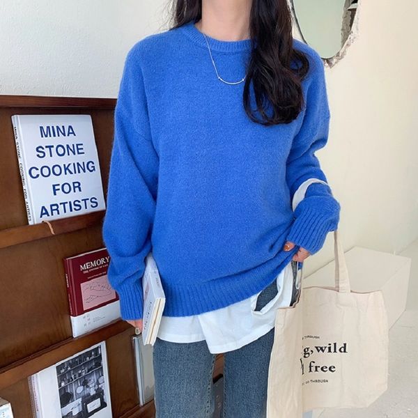 korean warmwinter cashmere sweater women knitted sweater loose o neck female pullovers fashion solid female full 210514, White;black
korean warmwinter cashmere sweater women knitted sweater loose o neck female pullovers fashion solid female full 210514, White;black