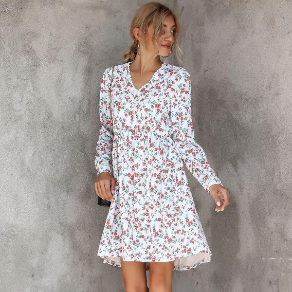 casual dresses white floral print women knee-length dress v neck long sleeve ruffles female vestidos 2021 spring, Black;gray
casual dresses white floral print women knee-length dress v neck long sleeve ruffles female vestidos 2021 spring, Black;gray
