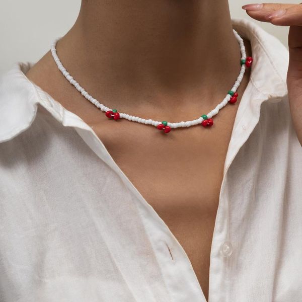 chokers collarbone necklace trending summer white seed beads beaded red cherry choker necklaces for women beach fashion neck accessories, Golden;silver
chokers collarbone necklace trending summer white seed beads beaded red cherry choker necklaces for women beach fashion neck accessories, Golden;silver