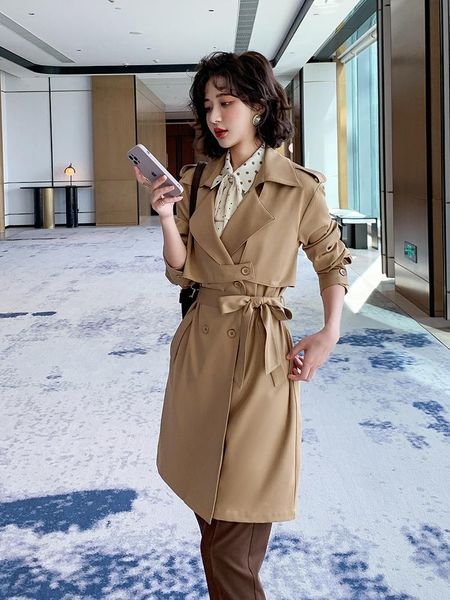 women's trench coats windbreaker middle long 2021 spring temperament and autumn small leisure early coat, Tan;black
women's trench coats windbreaker middle long 2021 spring temperament and autumn small leisure early coat, Tan;black