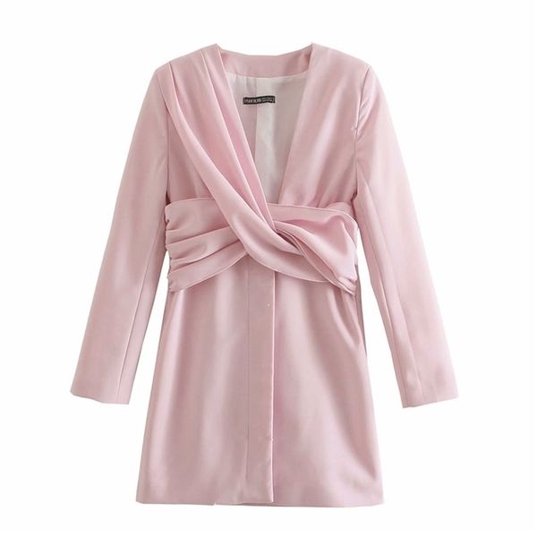 za 2021 knot ruched mini women vintage long sleeve pink black office lady es woman front button elegant summer dress, Black;gray
za 2021 knot ruched mini women vintage long sleeve pink black office lady es woman front button elegant summer dress, Black;gray
