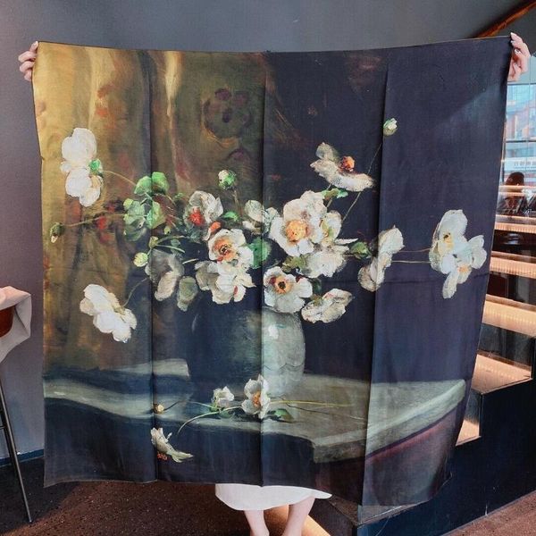scarves 100% twill silk scarf women vintage flower vase shawl stole hijab sand wash kerchief square turban bandana 105*105cm, Blue;gray
scarves 100% twill silk scarf women vintage flower vase shawl stole hijab sand wash kerchief square turban bandana 105*105cm, Blue;gray