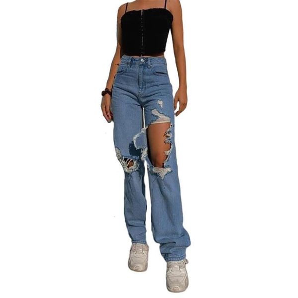 women's jeans loose fit high waist ripped wide leg denim trousers for daily and party, Blue
women's jeans loose fit high waist ripped wide leg denim trousers for daily and party, Blue