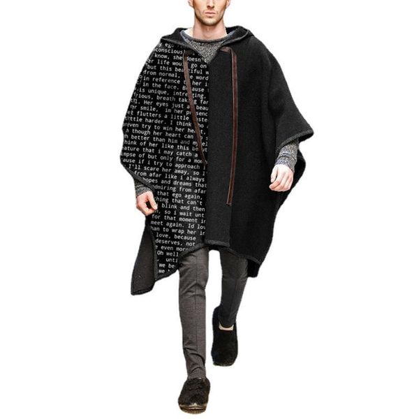 men's wool & blends fashion men jackets 2021 printed letters cloak cape pullover woolen coat streetwear trench, Black
men's wool & blends fashion men jackets 2021 printed letters cloak cape pullover woolen coat streetwear trench, Black
