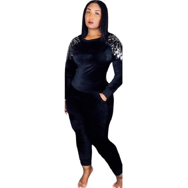 women 2 piece pant suit sets long sleeve velvet two set sequin pants pcs pullover drawstring trousers outfit women's, White
women 2 piece pant suit sets long sleeve velvet two set sequin pants pcs pullover drawstring trousers outfit women's, White