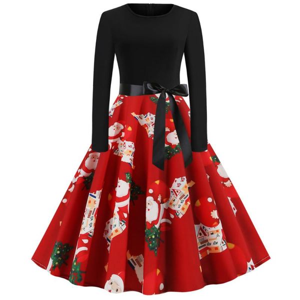 casual dresses retro print christmas dress women long sleeve xmas winter elegant bow ladies party for year kerstjurk, Black;gray
casual dresses retro print christmas dress women long sleeve xmas winter elegant bow ladies party for year kerstjurk, Black;gray
