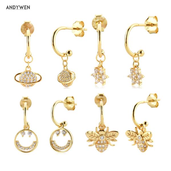 andywen 925 sterling silver gold zircon smiley face earring shiny planet bee luxury jewelry pendiente 210608
andywen 925 sterling silver gold zircon smiley face earring shiny planet bee luxury jewelry pendiente 210608