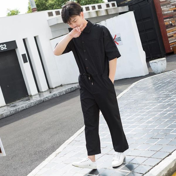 men's pants spring and summer short-sleeved cropped trousers jumpsuit tooling hip hop tide japanese retro large size, Black
men's pants spring and summer short-sleeved cropped trousers jumpsuit tooling hip hop tide japanese retro large size, Black