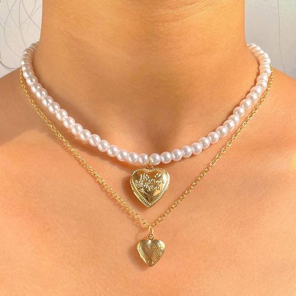 earrings & necklace vintage big heart white pearl beaded for women multi layered choker elegant gold color love femme jewelry set, Silver
earrings & necklace vintage big heart white pearl beaded for women multi layered choker elegant gold color love femme jewelry set, Silver