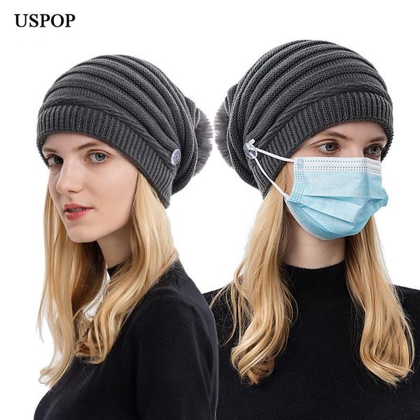 beanie/skull caps uspop winter hats women knitted thick warm soft solid color beanies skullies with button, Blue;gray
beanie/skull caps uspop winter hats women knitted thick warm soft solid color beanies skullies with button, Blue;gray