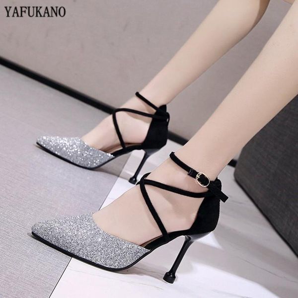 dress shoes 2021 shiny sequin pointed toe high heels thin heel middle hollow female singles fashion cross band womens sandals pumps, Black
dress shoes 2021 shiny sequin pointed toe high heels thin heel middle hollow female singles fashion cross band womens sandals pumps, Black