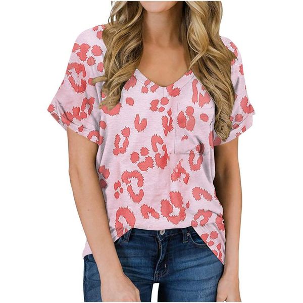 women's t-shirt v-neck oversized t-shirts casual pocket women't with short sleeve tees loose women clothing leopard tshirts, White
women's t-shirt v-neck oversized t-shirts casual pocket women't with short sleeve tees loose women clothing leopard tshirts, White