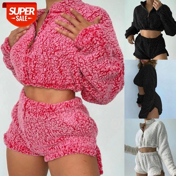 2PCS Plush Suit Solid Color Long Sleeve Zipper Stand Collar Top Elastic High Waist Shorts Women Casual Outfits Homewear #uN9A, White
2PCS Plush Suit Solid Color Long Sleeve Zipper Stand Collar Top Elastic High Waist Shorts Women Casual Outfits Homewear #uN9A, White