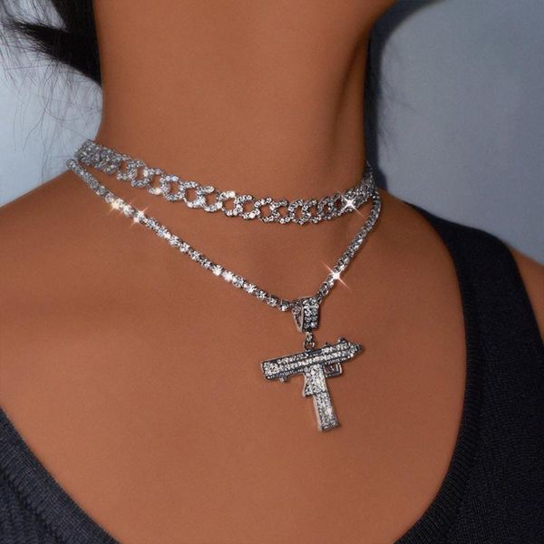 chains fashion crystal tennis chain necklaces cuban for women submachine gun pendant bling choker jewelry party gift, Silver
chains fashion crystal tennis chain necklaces cuban for women submachine gun pendant bling choker jewelry party gift, Silver