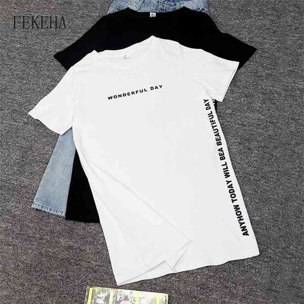 fekeha summer t-shirt women side split long t shirt women new letter print black white cotton harajuku 210324
fekeha summer t-shirt women side split long t shirt women new letter print black white cotton harajuku 210324