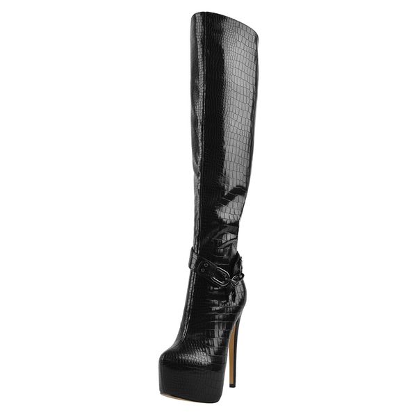 winter thigh high heel over the knee boots lady black pu patent leather crocodile print metal chain decoration zipper
winter thigh high heel over the knee boots lady black pu patent leather crocodile print metal chain decoration zipper