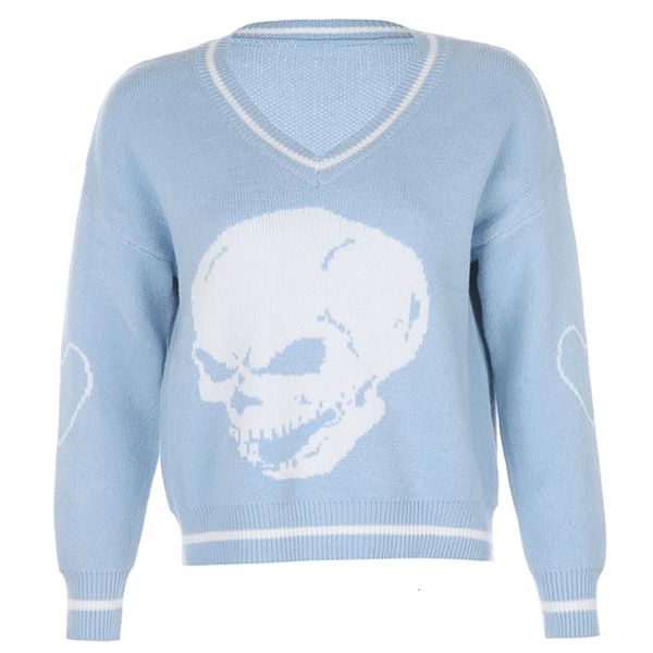 women's sweaters women long sleeve v-neck sweater striped skull pattern blue loose knitwear jlpk, White;black
women's sweaters women long sleeve v-neck sweater striped skull pattern blue loose knitwear jlpk, White;black