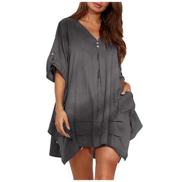women's t-shirt women casual print summer short sleeve button loose cotton and linen long oversized round neck t-shirts, White
women's t-shirt women casual print summer short sleeve button loose cotton and linen long oversized round neck t-shirts, White