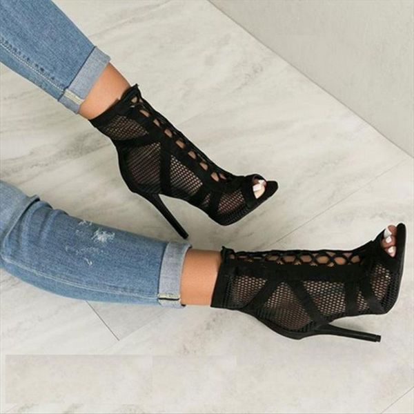 party pumps women summer sandals lace up cross-tied peep toe ankle strap net surface hollow out size 35-40, Black
party pumps women summer sandals lace up cross-tied peep toe ankle strap net surface hollow out size 35-40, Black
