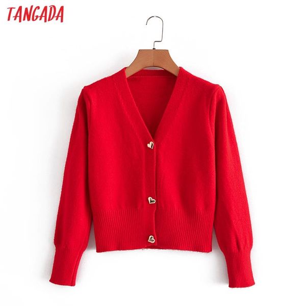 women's knits & tees tangada 2021 autumn winter women red crop knitted cardigan heart buttons jumper female 3a34, White
women's knits & tees tangada 2021 autumn winter women red crop knitted cardigan heart buttons jumper female 3a34, White