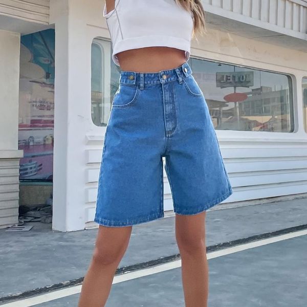 women's jeans high waist half denim shorts women 2021 casual summer loose knee length wide leg korean fashion bottoms, Blue
women's jeans high waist half denim shorts women 2021 casual summer loose knee length wide leg korean fashion bottoms, Blue
