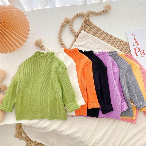 pullover baby girls half high neck knit sweater for childrens clothes solid color kids core-spun bottoming shirt, Blue
pullover baby girls half high neck knit sweater for childrens clothes solid color kids core-spun bottoming shirt, Blue