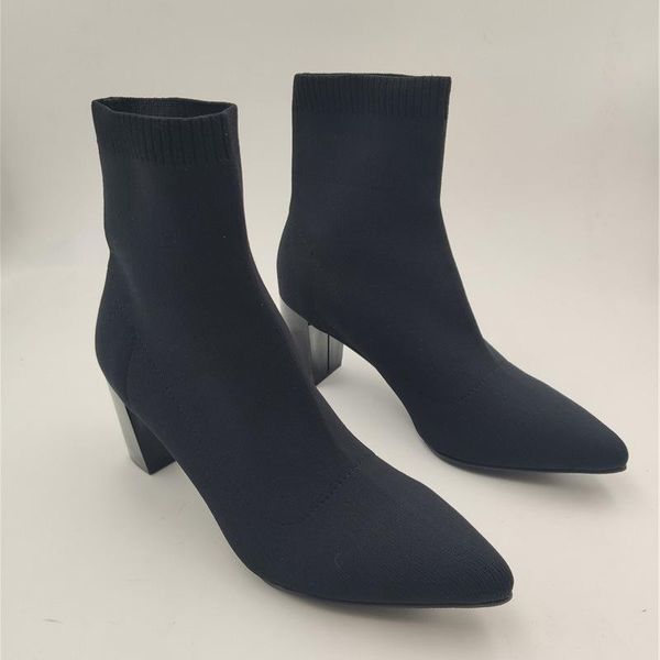 boots short woman 2021 fabric socks, Black 
boots short woman 2021 fabric socks, Black