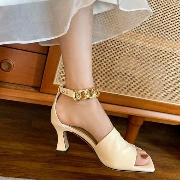 summer women sandals genuine leather suqare toe high heels for laides fashion chain decoration shoes outdoor dress, Black
summer women sandals genuine leather suqare toe high heels for laides fashion chain decoration shoes outdoor dress, Black