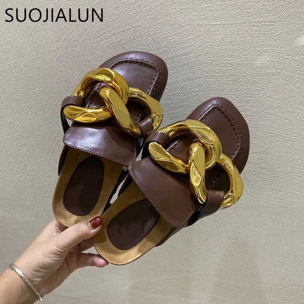 suojialun brand women slipper fashion chain decor round toe flats mules lazy loafer women outdoor slides slip on sandal 210630, Black
suojialun brand women slipper fashion chain decor round toe flats mules lazy loafer women outdoor slides slip on sandal 210630, Black