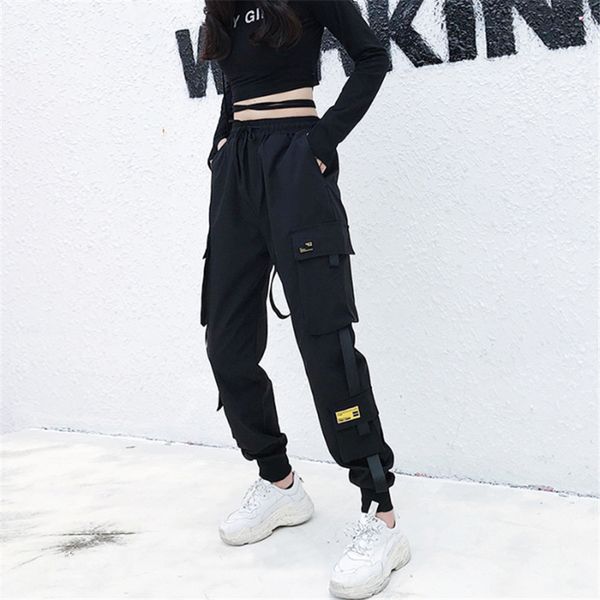 capris large pockets female cargo waist drop streetwear baggy hip hop tactical joggers pants, Black;white
capris large pockets female cargo waist drop streetwear baggy hip hop tactical joggers pants, Black;white